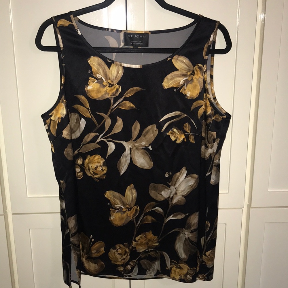 St. John Collection Silk Floral Blouse Size Medium
